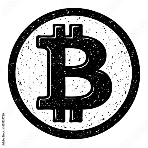 Hand-Drawn Bitcoin Symbol Icon - Cryptocurrency and Financial Vector