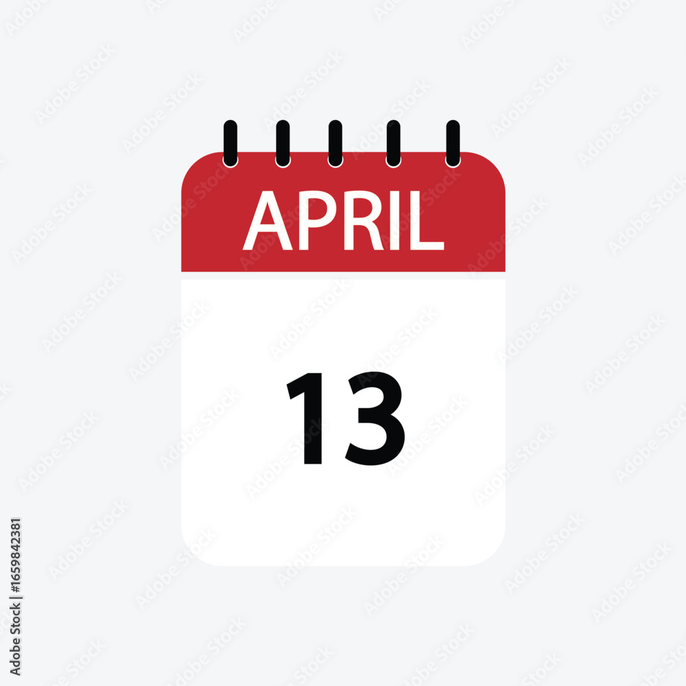 13 april calendar april calendar vector illustration 13 april calendar april calendar vector illustration