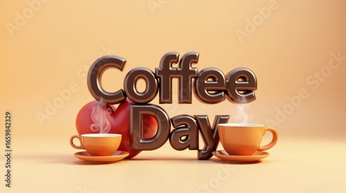 Celebrating coffee day a vibrant display of coffee cups warm colors and creative design