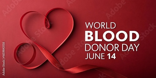 World blood donor day heart shape ribbon june 14