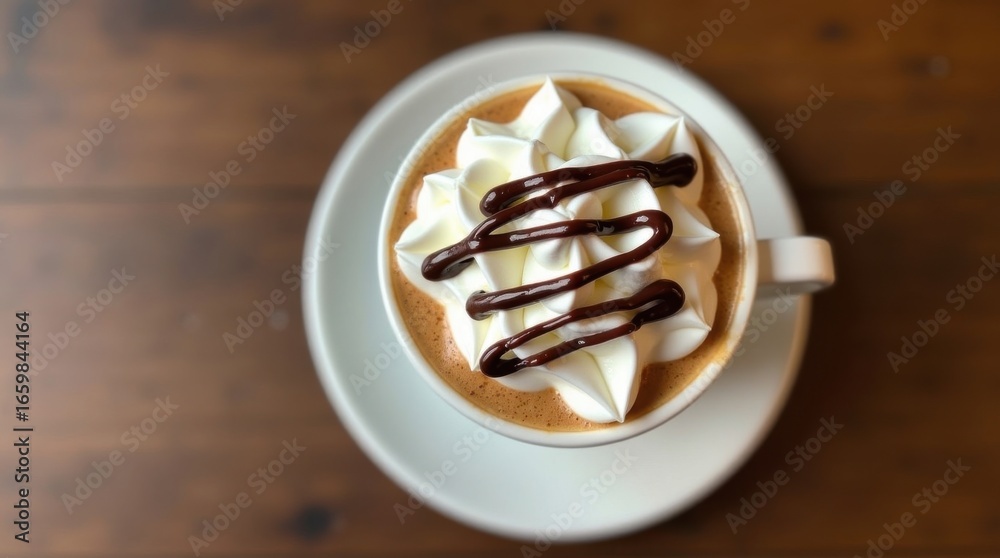 Fototapeta premium Indulging in cozy hot chocolate bliss at home food photography showcase warm atmosphere top-down view of delightful treat