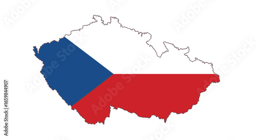 Map of Czech Republic with Blue and Red Regions Highlighted