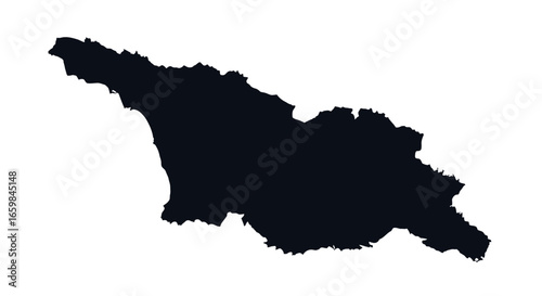 Silhouette of a Country Map in Black on White Background
