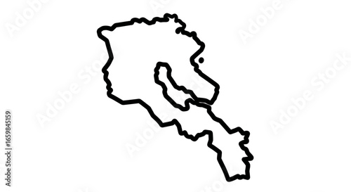 Outline Map of Thailand in Black Line Style on White Background