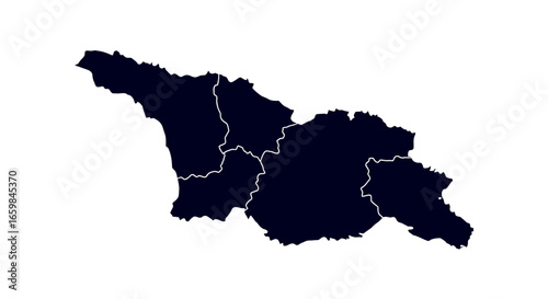 Dark Silhouette Map of Honduras Highlighting Regions on White Background