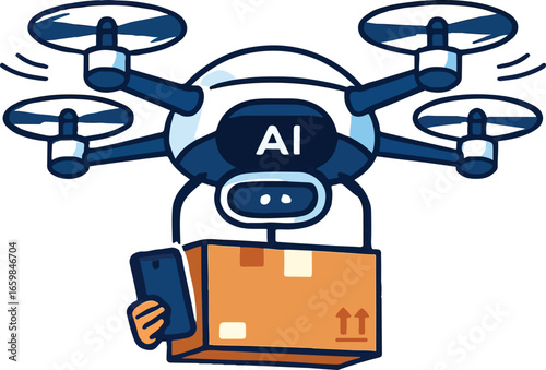 Delivery drone with AI autopilot Illustration