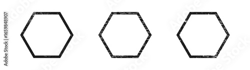 Set of grunge borders in hexagon form