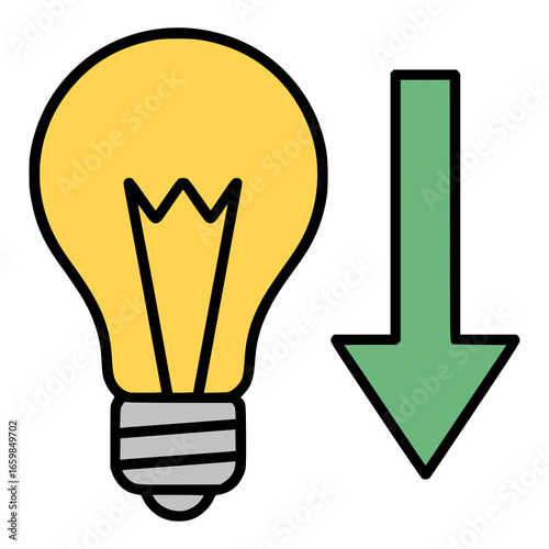 electricity reduction cost flat color vector illustration template design