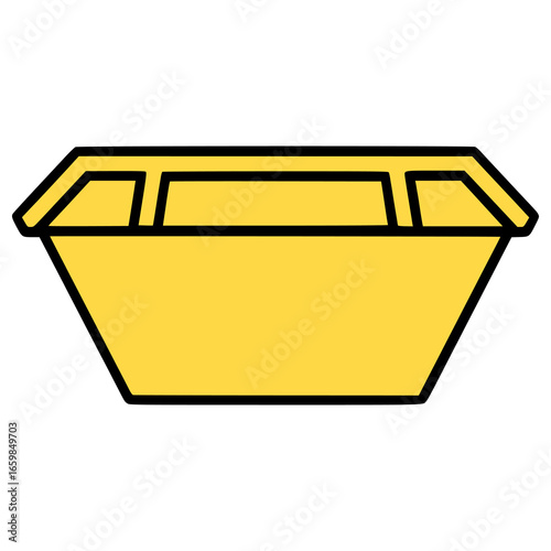 yellow waste skip bin trash flat color vector illustration template design