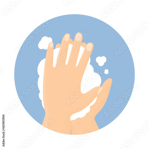 Illustration of hand washing. Hygiene concept. Wash hands with soap.
