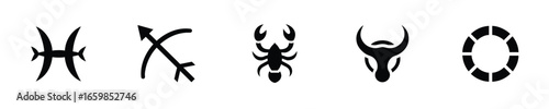 Zodiac symbols Pisces Sagittarius Scorpio Capricorn Aquarius vector