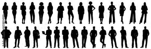 set of business people silhouette. Businessmen and businesswomen silhouette.  