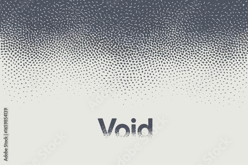 A stippled gradient with the word void in the center fading into the background of the illustration