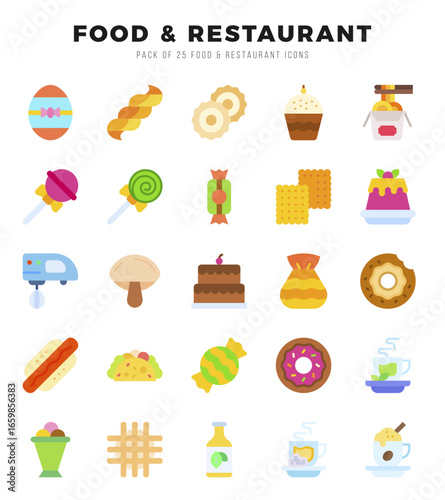 Food and Restaurant web icons in Flat style.