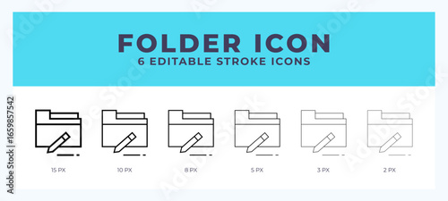 Folder icon with different stroke. Vector illustration.