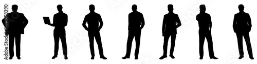 silhouettes of business people.  group of standing and walking business people