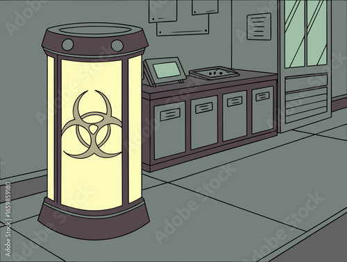 Biohazard container in a laboratory setting