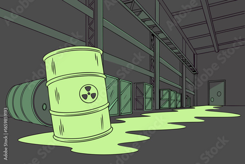 Toxic spill inside a warehouse setting