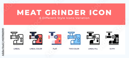 Meat grinder vector icon. with different styles vector illustration.