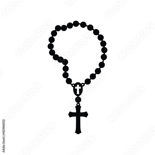 Christian rosary beads with crucifix symbol of faith and prayer vector