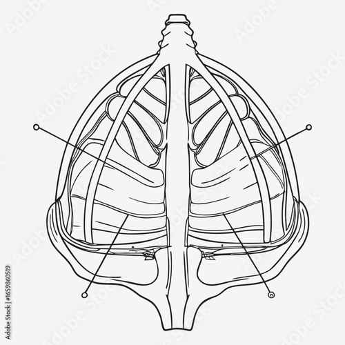 Human diaphragm line art.