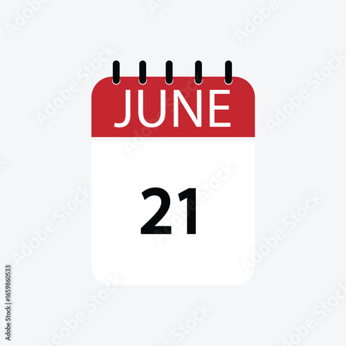 21 june calendar june calendar vector illustration
