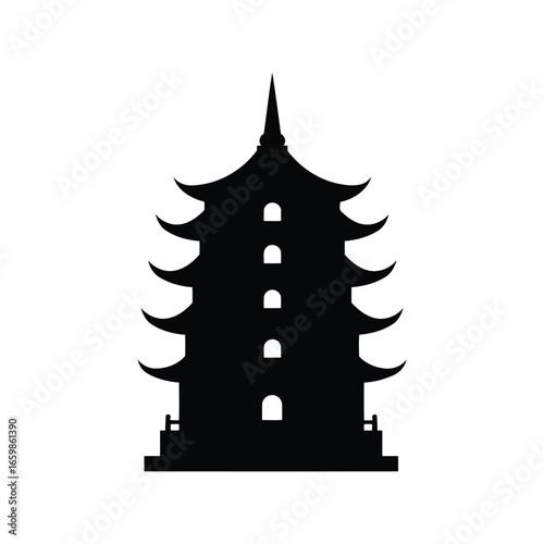 Classic asian pagoda architecture silhouette symbolizing culture and tradition vector
