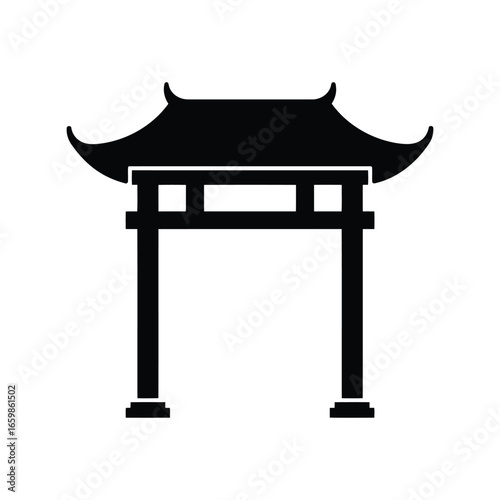 Traditional asian pagoda gate silhouette iconic architectural symbol representing culture and tradition vector
