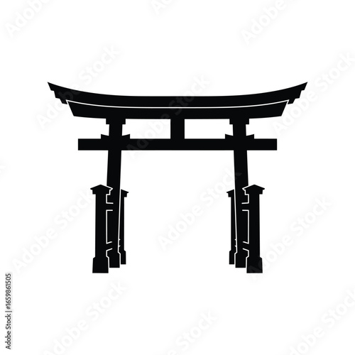 Traditional japanese torii gate silhouette symbolizing entrance and spirituality japanese culture vector