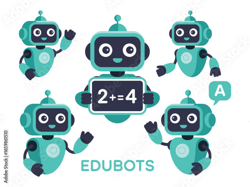 EduBots A Flat-Vector Illustration of Cute Robots for Education