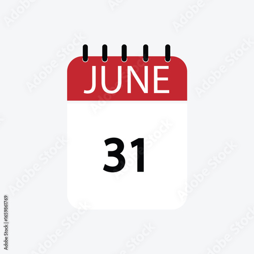 31 june calendar june calendar vector illustration
