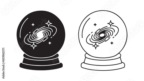 Crystal ball with galaxy and stars
