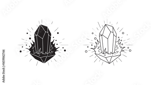 Crystal formation with radiating lines