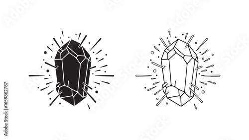 Crystal gemstone with radiating lines