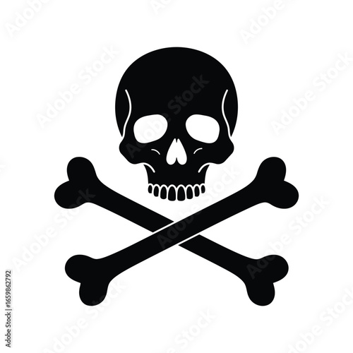 Iconic skull and crossbones symbol danger warning sign of piracy and death vector