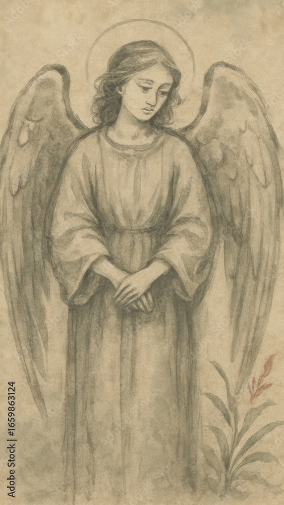 Fototapeta premium Serene angelic figure illustration