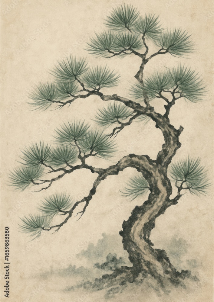 Naklejka premium Elegant pine tree illustration.