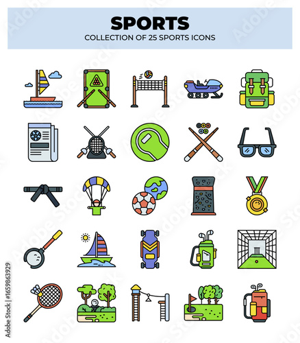 Collection of 25 Colorful Sports Icons