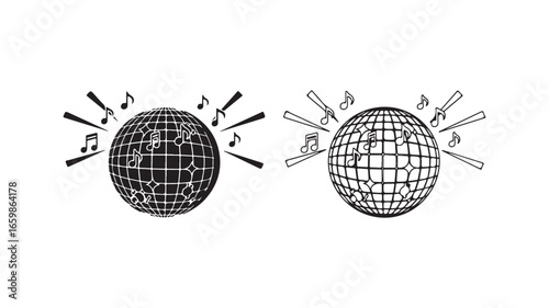 Disco ball with music notes