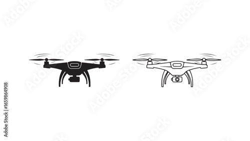 Drone icon outline style with transparent background