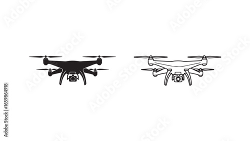 Drone icon outline style with transparent background