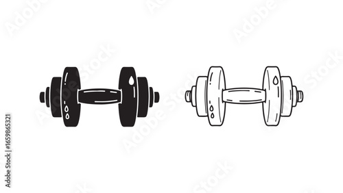 Dumbbell icon set with transparent background