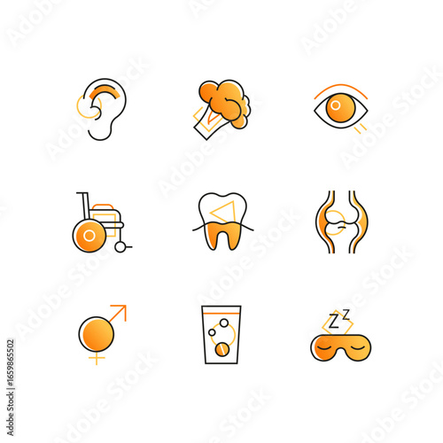Healthcare and medicine - line design style icons set