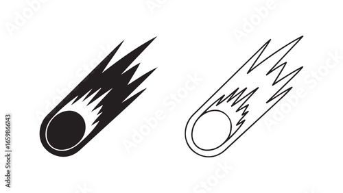 Falling comet with fiery tail