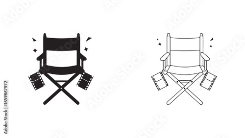 Film director chair and film reel icons