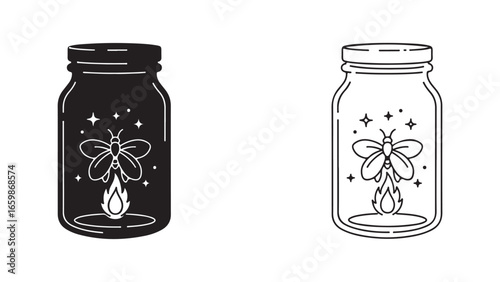 Firefly in jar outline style