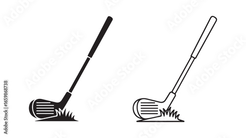 Leaf rake tool outline and solid black versions
