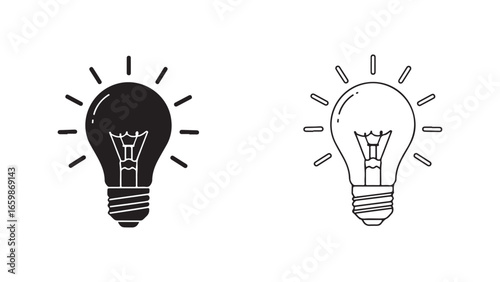Light bulb idea icon set with transparent background
