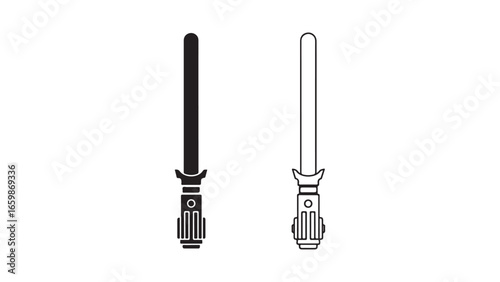 Lightsaber icons black and white with transparent background