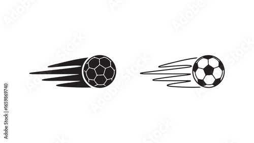 Flying soccer ball with motion blur